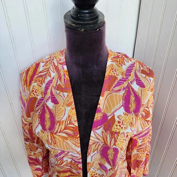 NWT Hippie Rose Fushia Orange Leaves Duster Cardigan Womens Open Front XS - Picture 3 of 14